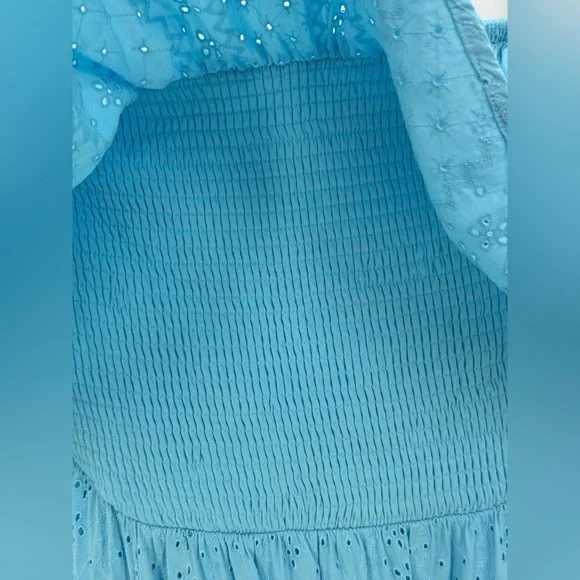 Torrid Maxi Eyelet Strapless Smocked Bodice Dress Light Blue Size 3X - Picture 5 of 11
